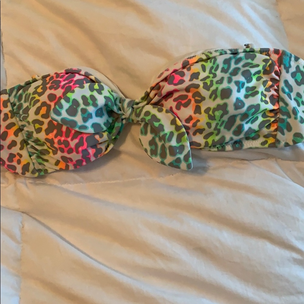 Neon leopard bikini top